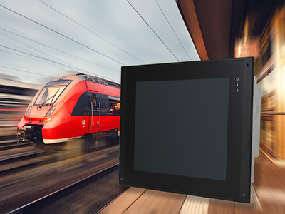Foto Panel PC con AMD APU sin ventilación forzada, robusto y compatible con la norma EN 50155 para ferrocarril.