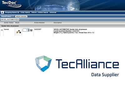 foto noticia Produtos da marca SIEGEL Automotive listados a partir de agora no catálogo TecDoc. Buy & Smile agora também presente no catálogo eletrônico de peças líder para o Aftermarket.