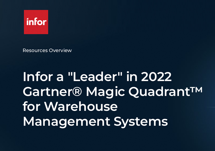foto Infor se posiciona como líder, por cuarta vez consecutiva, en el 2022 Gartner® Magic Quadrant™ para sistemas de gestión de almacenes.
Infor es reconocida por su visión integral y capacidad de ejecución.